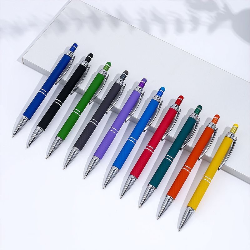 New Arrival Wholesale High Quality Metal Ballpoint Pens Promotional Soft Touch Stylus Pens Customized Logo Rubber gift Pens