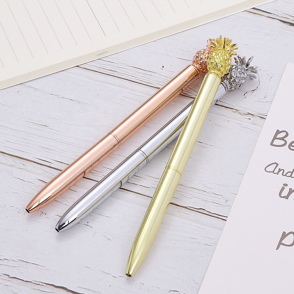 Wholesale Fancy Fruit Cute Fruit Pen Twist Colorful Beauty Custom Logo Pineapple Ballpoint Pen With Pineapple On The Top