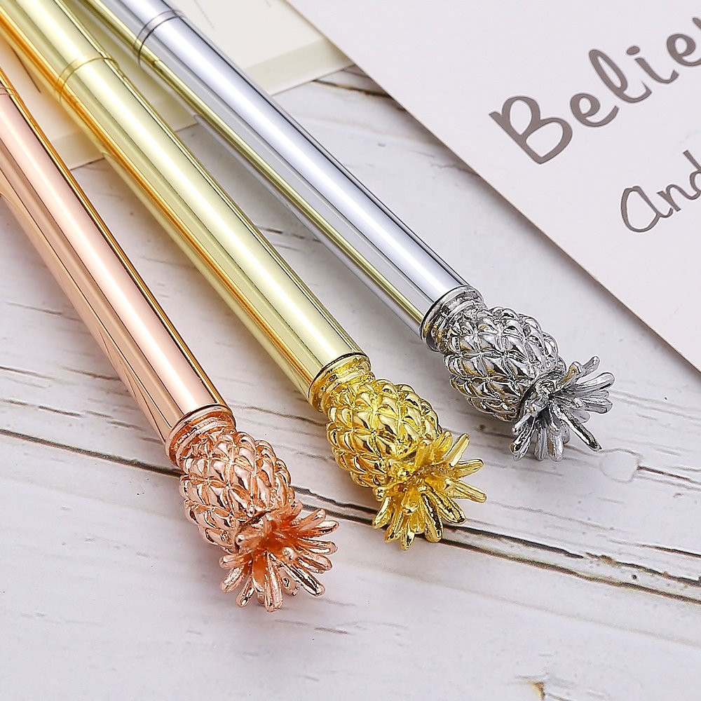 Wholesale Fancy Fruit Cute Fruit Pen Twist Colorful Beauty Custom Logo Pineapple Ballpoint Pen With Pineapple On The Top
