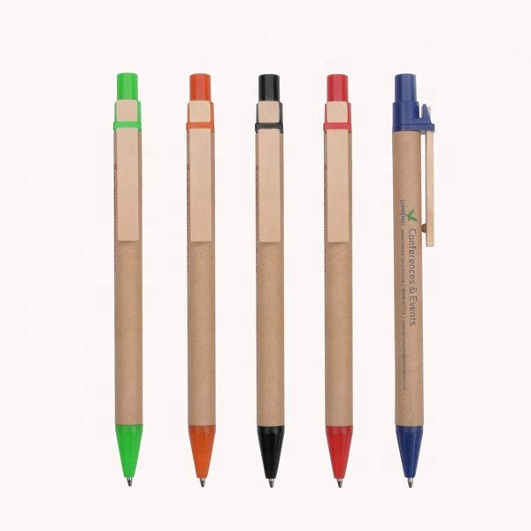 High Quality Promotional Gift Recycled Wooden Clip Kraft Paper Pen