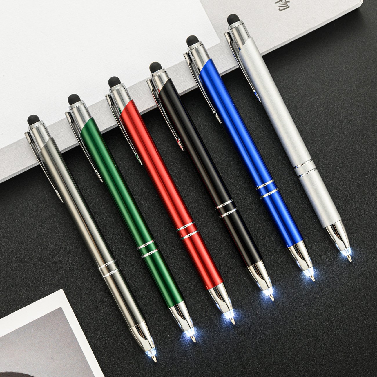 Classic Metal Pen With Light Led Tip And Stylus Ballpoint Pen Write In Dark Pen