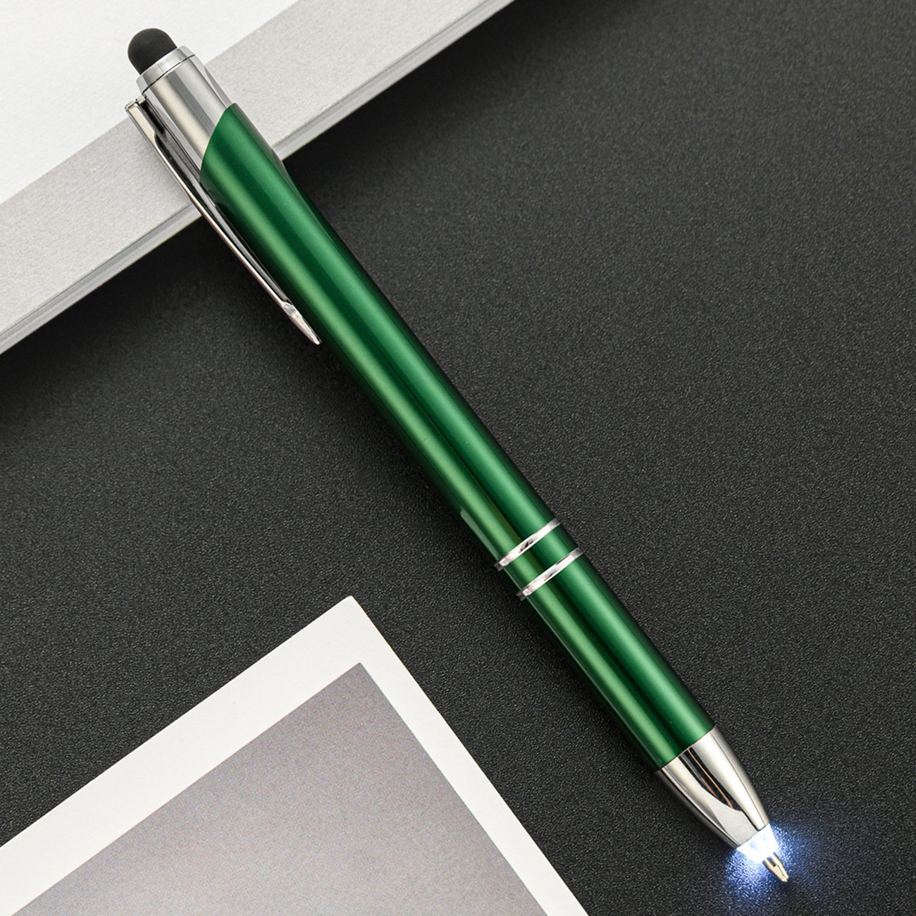 Classic Metal Pen With Light Led Tip And Stylus Ballpoint Pen Write In Dark Pen