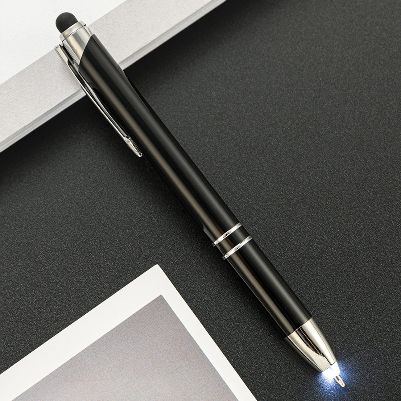 Classic Metal Pen With Light Led Tip And Stylus Ballpoint Pen Write In Dark Pen