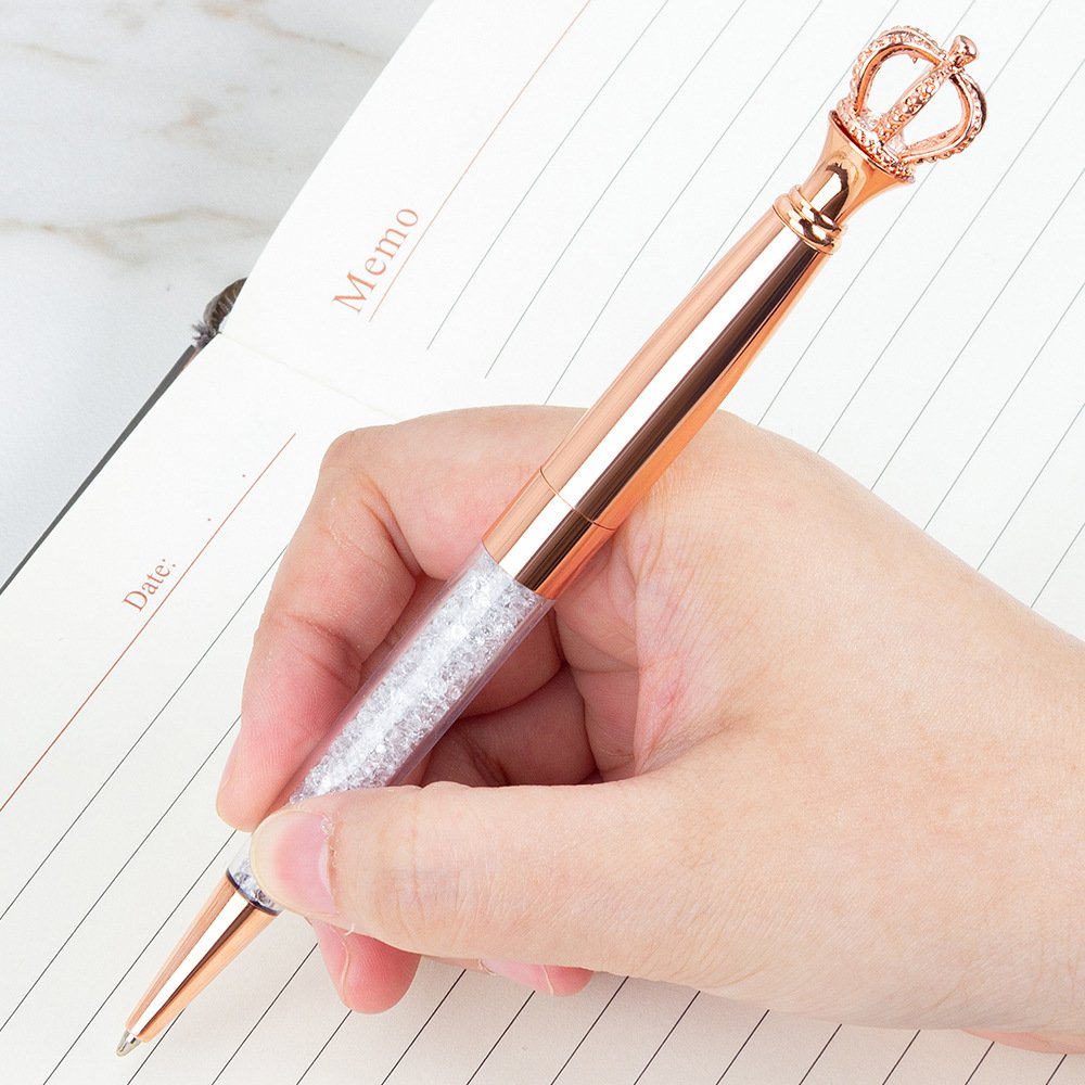 Custom Crown Crystal Top Metal Ballpoint Pen with Sparkling Diamond for Gift