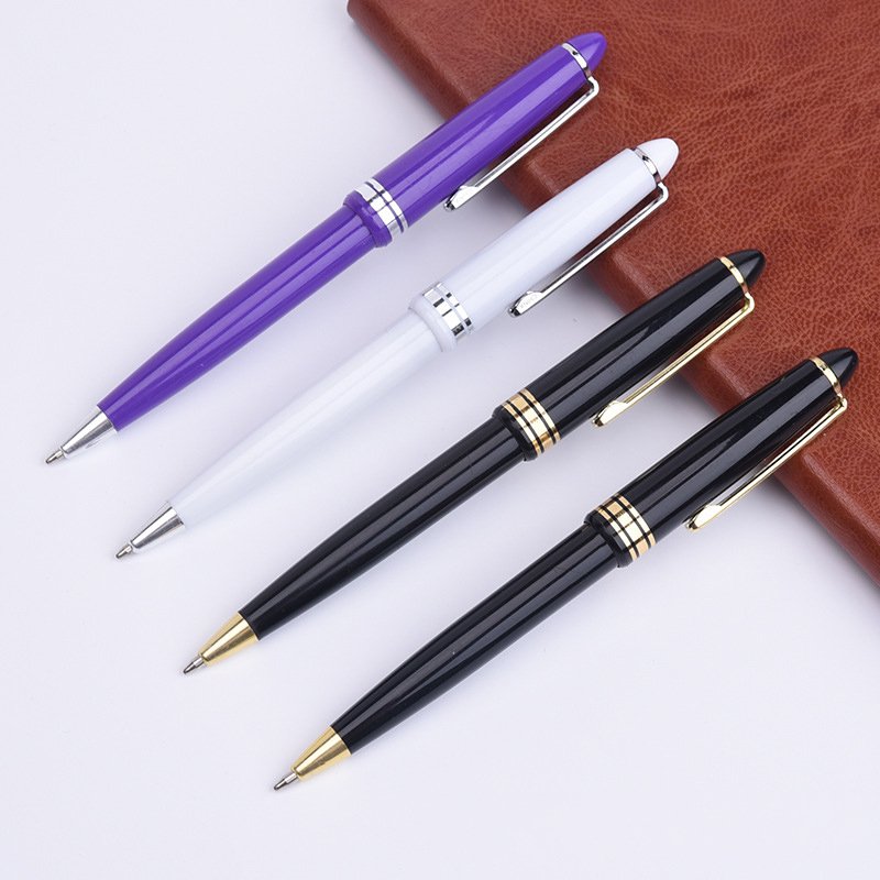 Longorgeous Promotional Personalized Plastic Push Ballpoint Pen Plastic Mont Pen In Black Golden Color For Hotel Pen