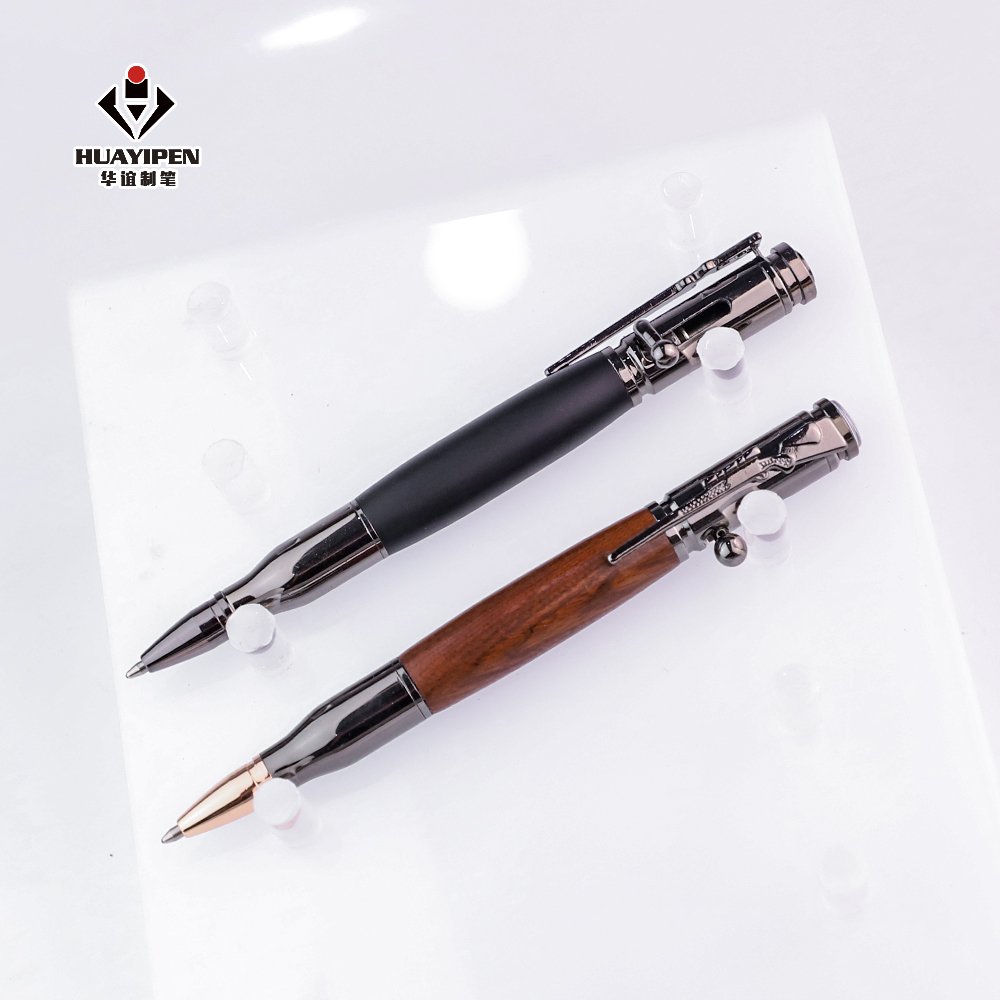 Promotion Heavy Novelty Toy Gun Tactical Metal Ballpoint Pen with Wood Splice for Gift