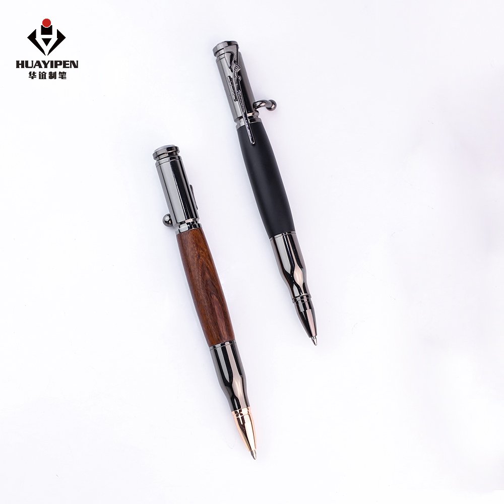 Promotion Heavy Novelty Toy Gun Tactical Metal Ballpoint Pen with Wood Splice for Gift