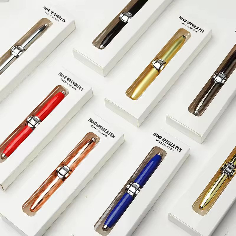 Newest Anti-Anxiety Multifunctional LED Fidget Spinner Finger Gyro Rotating Metal Ballpoint Pen Stress Reduce Gift Decompression