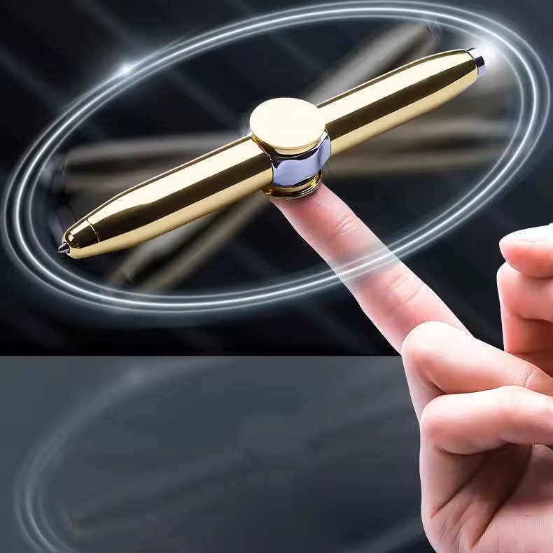 Newest Anti-Anxiety Multifunctional LED Fidget Spinner Finger Gyro Rotating Metal Ballpoint Pen Stress Reduce Gift Decompression