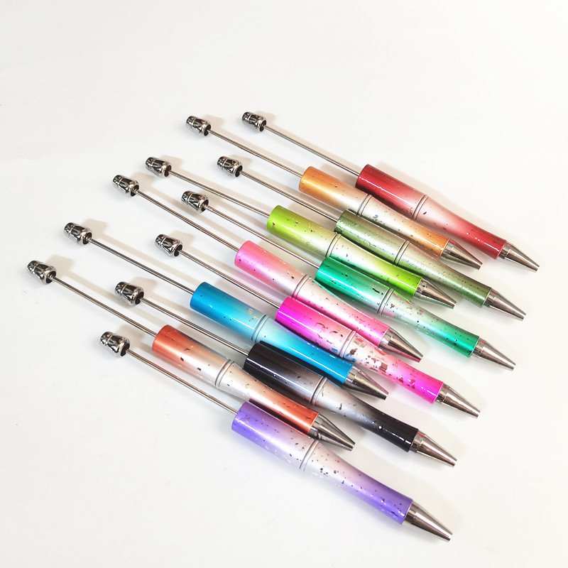 Glitter New Arrival Diy Creative Cartoon UV Colors Beaded Pens Visible Plastic Multi Color Pen Beadable Pen