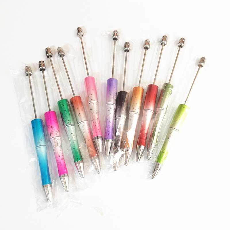 Glitter New Arrival Diy Creative Cartoon UV Colors Beaded Pens Visible Plastic Multi Color Pen Beadable Pen