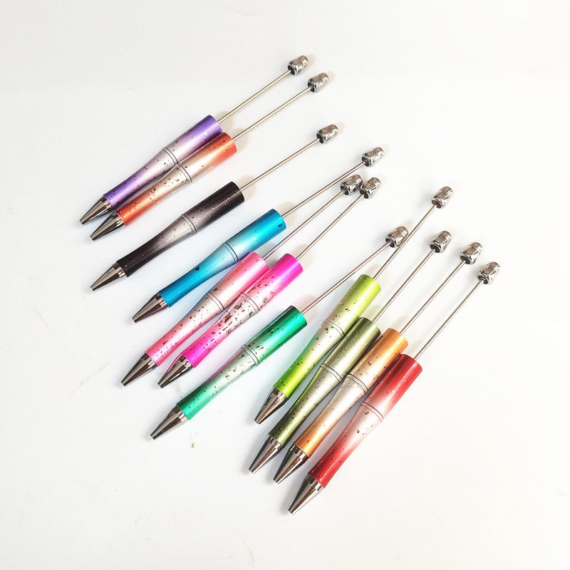 Glitter New Arrival Diy Creative Cartoon UV Colors Beaded Pens Visible Plastic Multi Color Pen Beadable Pen