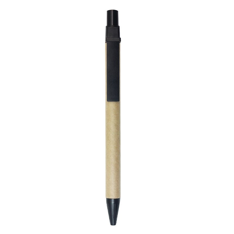 JPS OEM Stylo A Bille Eco-Friendly Kraft Paper Pen Custom Logo Push Ballpoint Pen