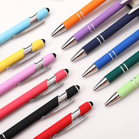 X1012-2 Promotional Wholesale Metal Ballpoint Stylus Pens With Soft Rubber Touch Screen Cheap Custom Logo Ball Pen For Mobile