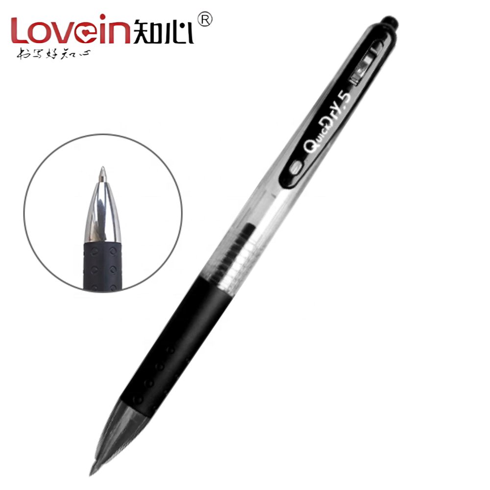 ZHIXIN Gel Quick Dry Blue Ink pens, click Ballpoint 0.5mm point, Lovein brand K-01 press Pens with School office writing pens
