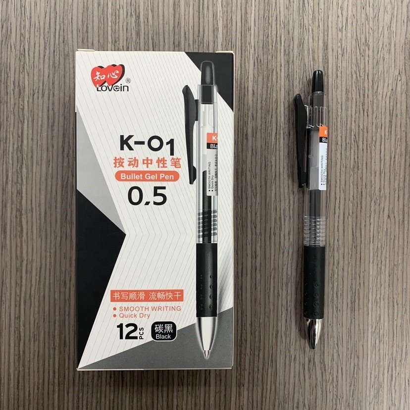 ZHIXIN Gel Quick Dry Blue Ink pens, click Ballpoint 0.5mm point, Lovein brand K-01 press Pens with School office writing pens