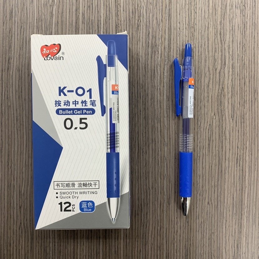 ZHIXIN Gel Quick Dry Blue Ink pens, click Ballpoint 0.5mm point, Lovein brand K-01 press Pens with School office writing pens