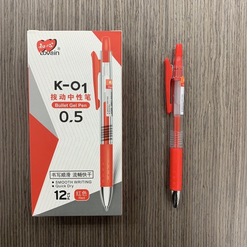 ZHIXIN Gel Quick Dry Blue Ink pens, click Ballpoint 0.5mm point, Lovein brand K-01 press Pens with School office writing pens