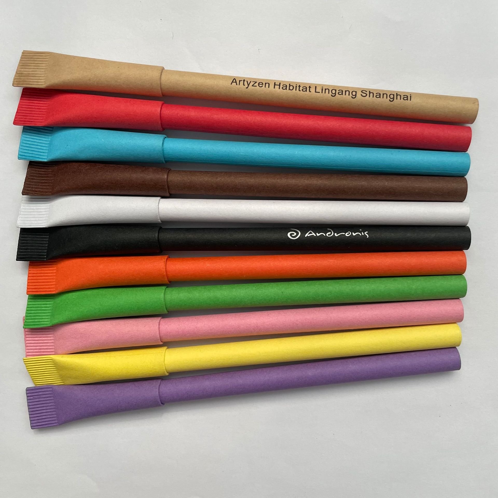 2024 Manufacture Kraft Paper Pen Eco-friendly Recycled Ballpoint Pen with Custom Logo for School