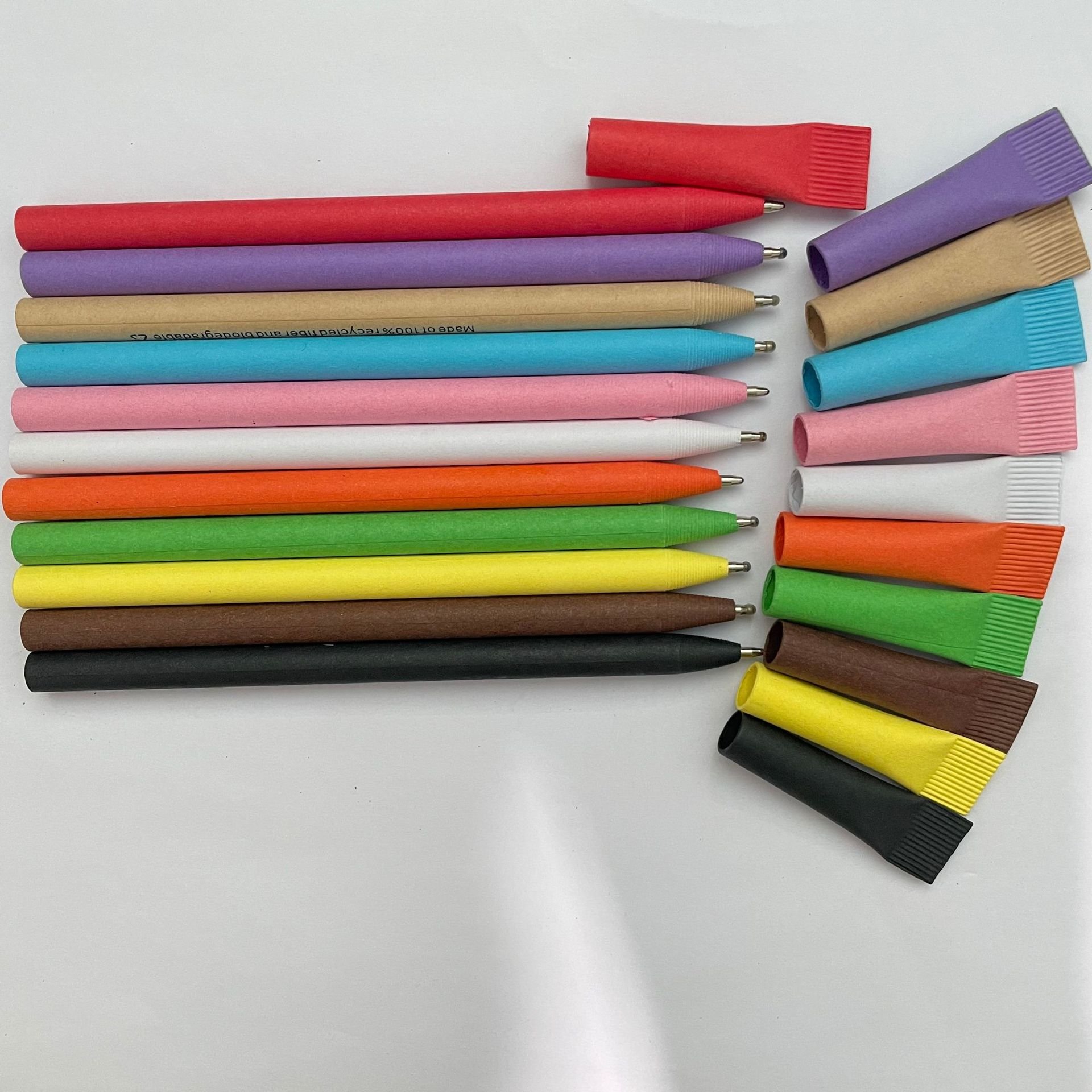 2024 Manufacture Kraft Paper Pen Eco-friendly Recycled Ballpoint Pen with Custom Logo for School