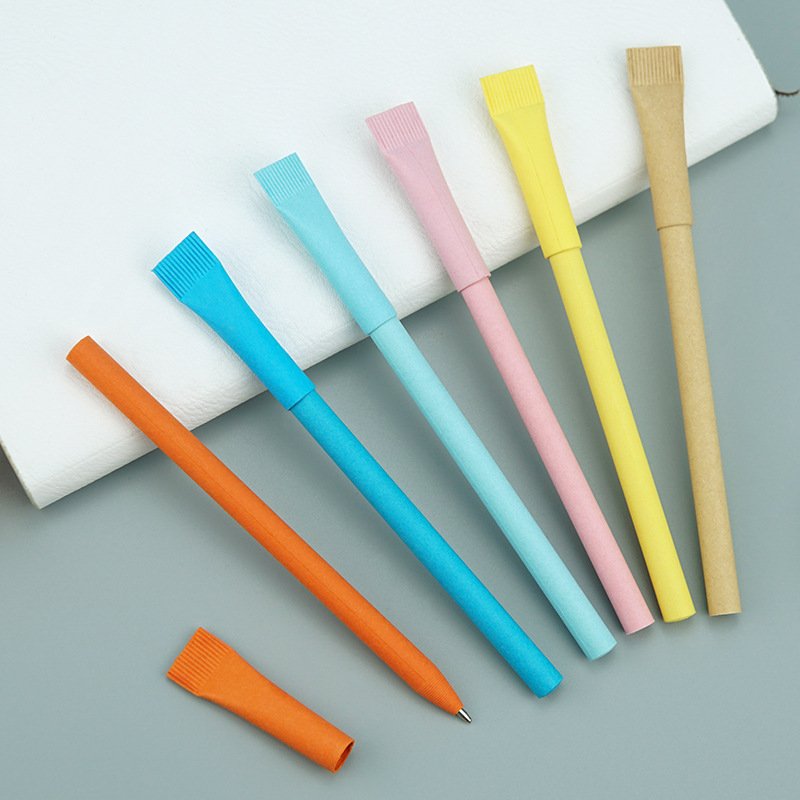 2024 Manufacture Kraft Paper Pen Eco-friendly Recycled Ballpoint Pen with Custom Logo for School