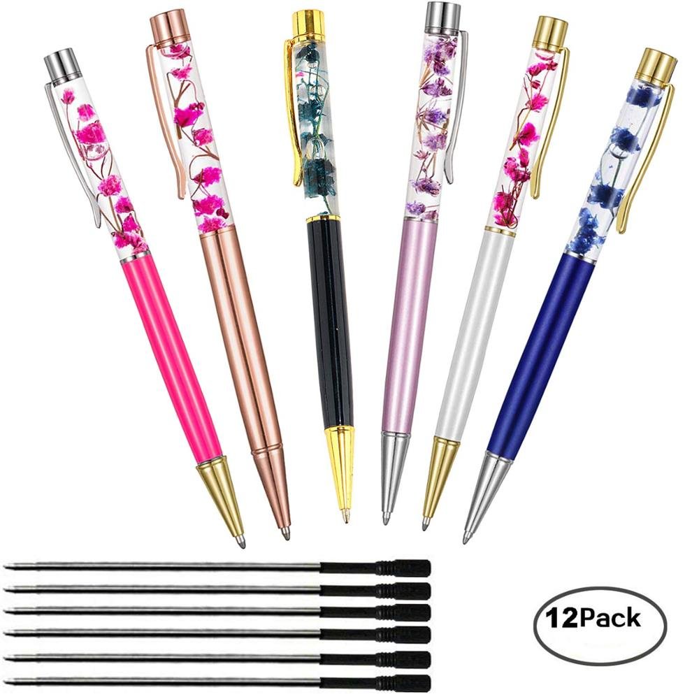 DIY Empty Flower Pen Most Popular Papelaria Metal Glitter Barrel Herbarium Floating Floral Ballpoint Pen