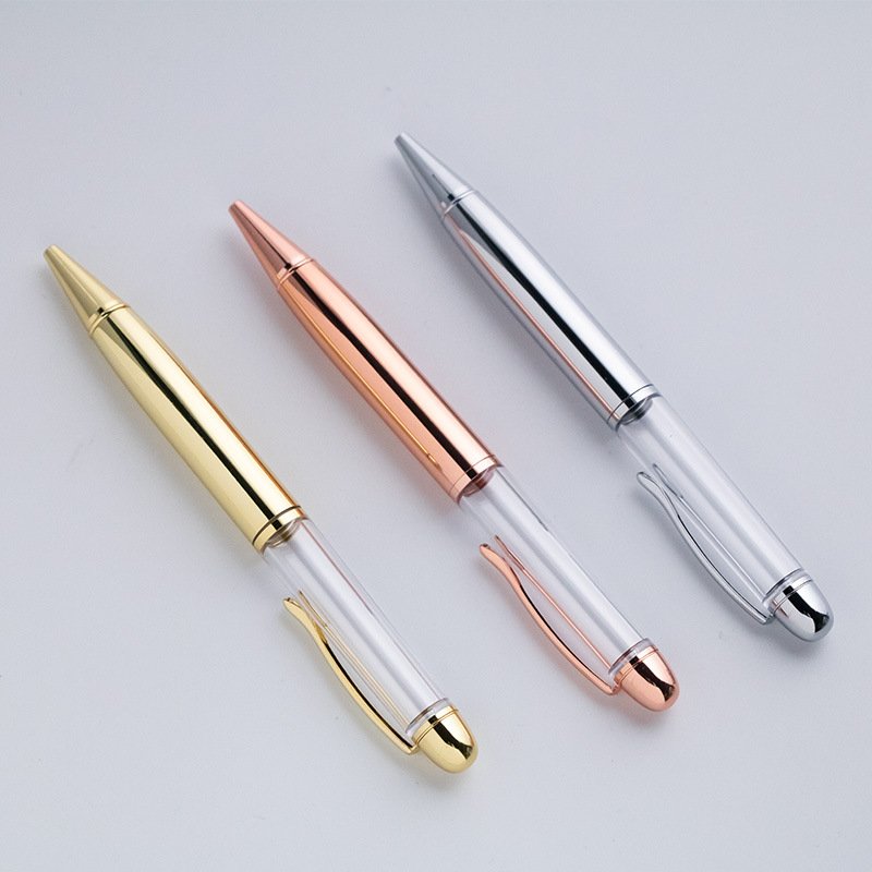 Thick Coarse Fat Empty Tube Ballpoint Pen YiWu Color Rose Gold DIY can filling Glitter Ball Pens With Custom Logo