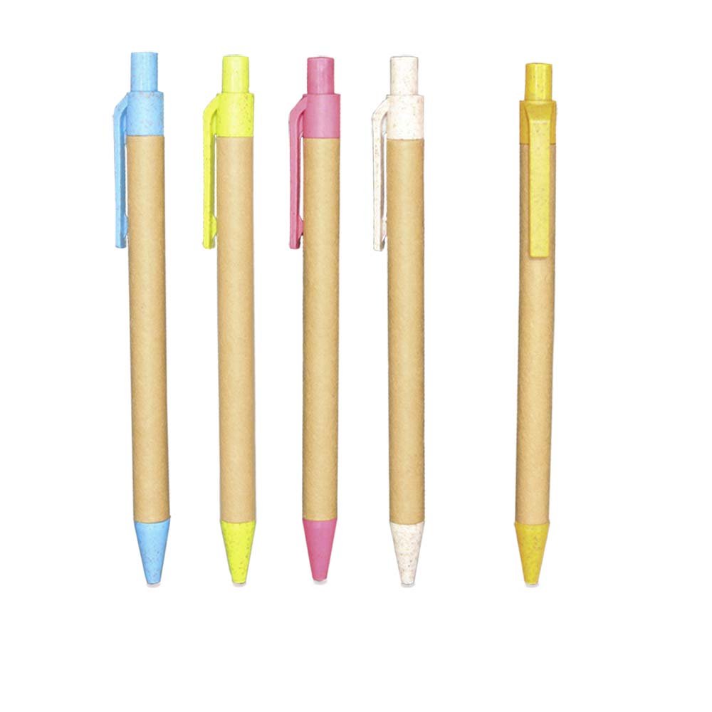 GemFully cheapest products online cute craft paper pen wood journal retractable ball-point pens kraft ball pen