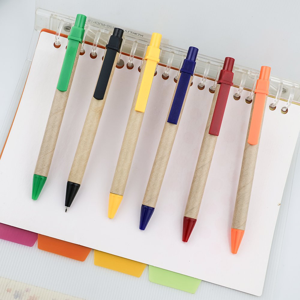 GemFully cheapest products online cute craft paper pen wood journal retractable ball-point pens kraft ball pen