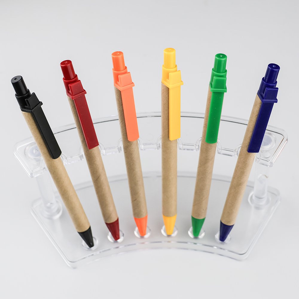 GemFully cheapest products online cute craft paper pen wood journal retractable ball-point pens kraft ball pen