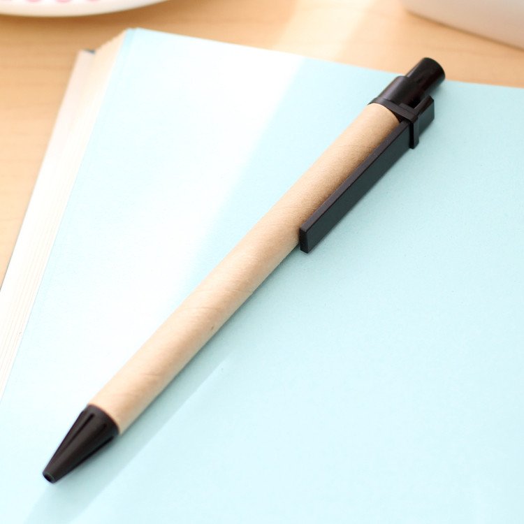 Wholesale Gift Pen 50pcs/ Lot Blue Ink Eco Paper Pen Plastic Clip Green Paper Environmental Friendly Ballpoint Pen