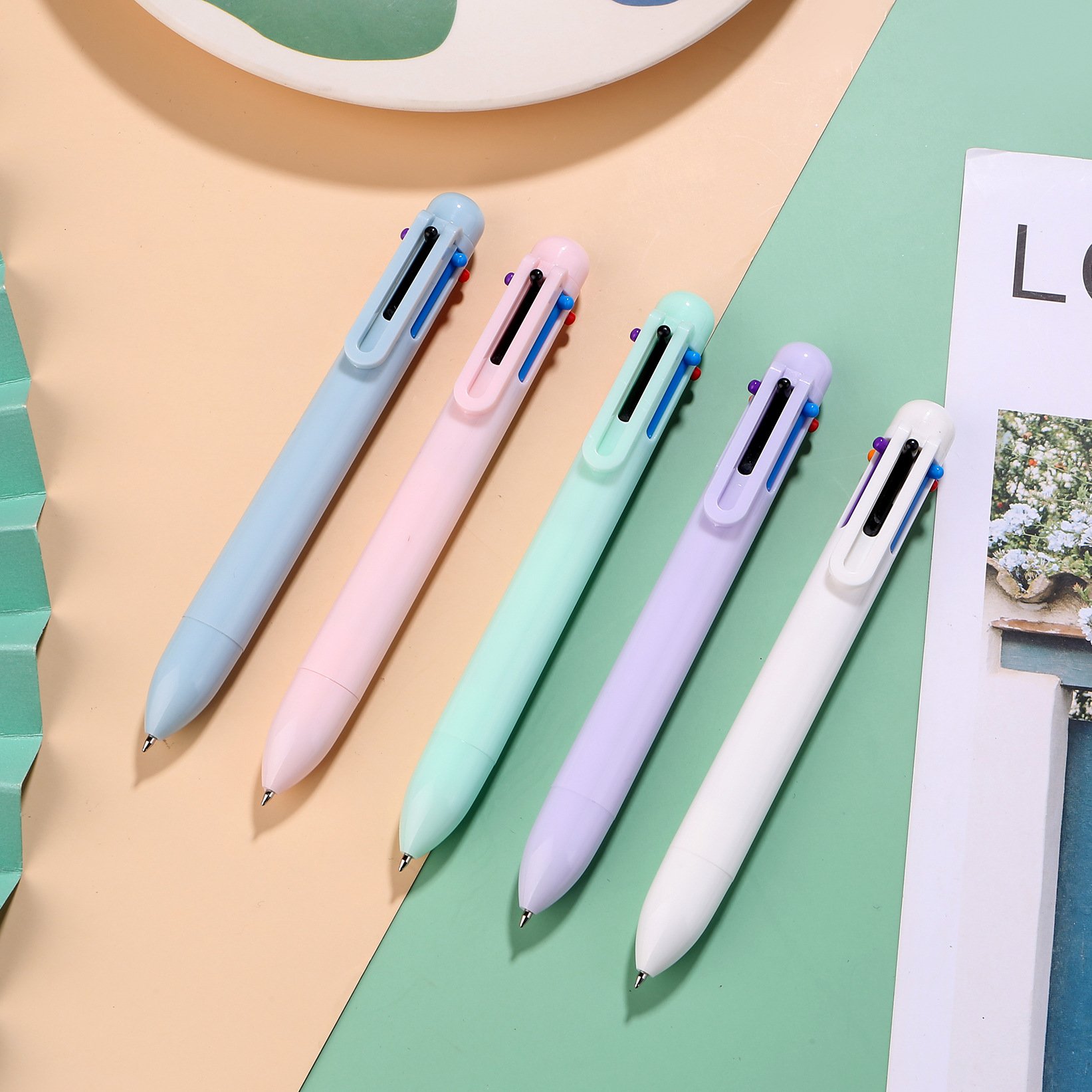 X1011-2 Wholesale Cute Stationery Multicolor Ballpoint Pens Promotion Plastic Gel Pens With Custom Logo School Office Supplies