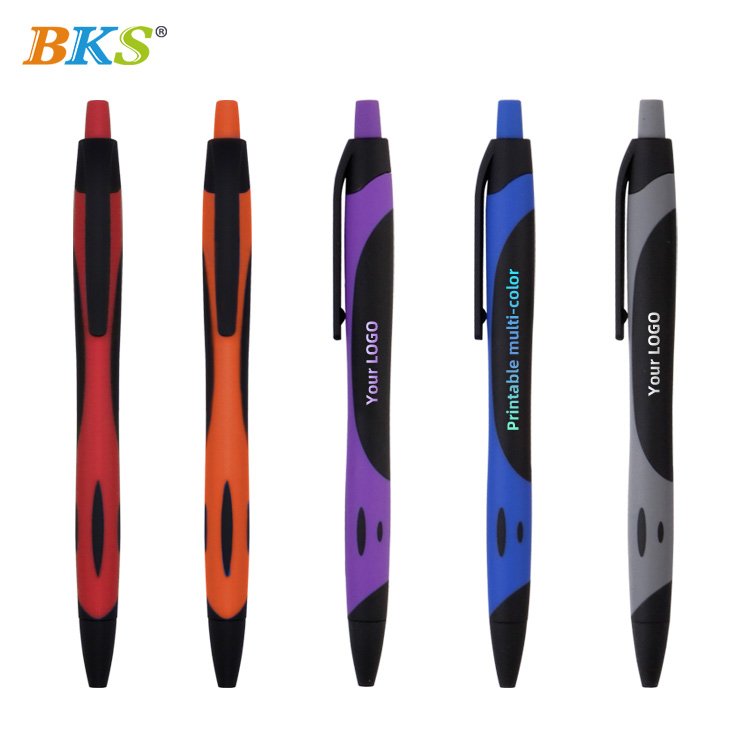 Custom LOGO Black Soft Touch Rubber Covering Ballpoint Pen Set Click Promotional Pens for Gifts