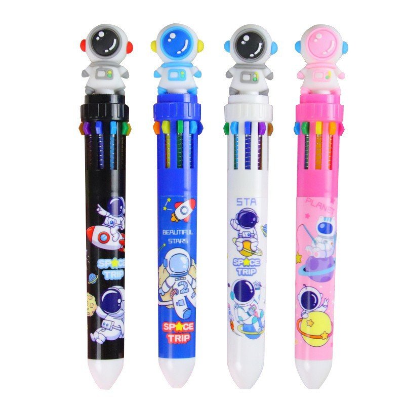 High Quality Cartoon Ten Color Plastic Ballpoint Pen Cute Style Press-to-write with Various Ornaments