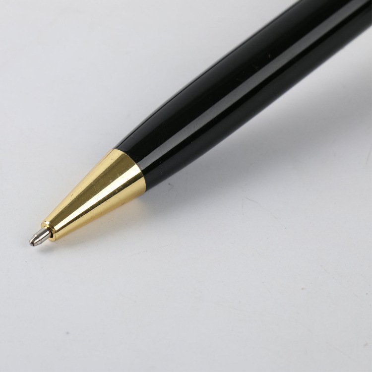 2023 Gift Promotional Ball Pen Customized Logo Black White Slim Metal Body Twist Ballpoint Pen
