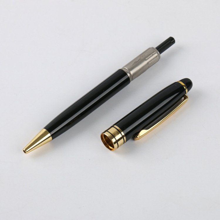 2023 Gift Promotional Ball Pen Customized Logo Black White Slim Metal Body Twist Ballpoint Pen