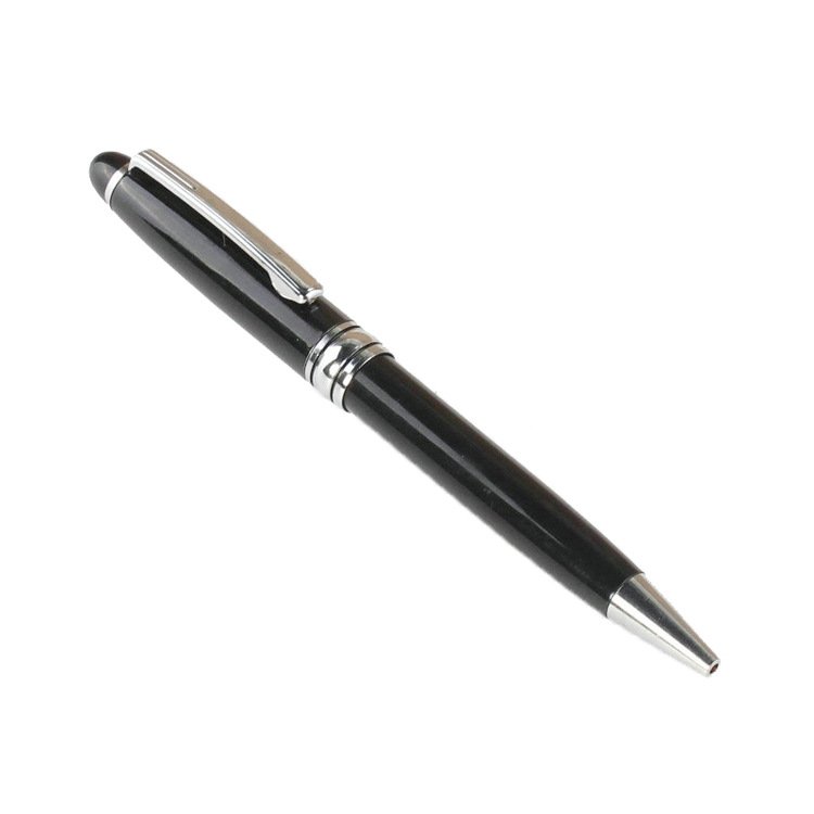 2023 Gift Promotional Ball Pen Customized Logo Black White Slim Metal Body Twist Ballpoint Pen