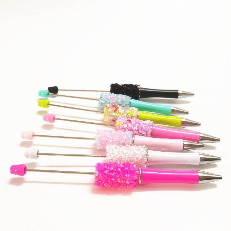 Diamond Bling Plastic Diamond DIY Pearl Rhinestone Beadable Charm Colorful Glitter Ballpoint Pen Bead Gift Pen Wedding Birthday