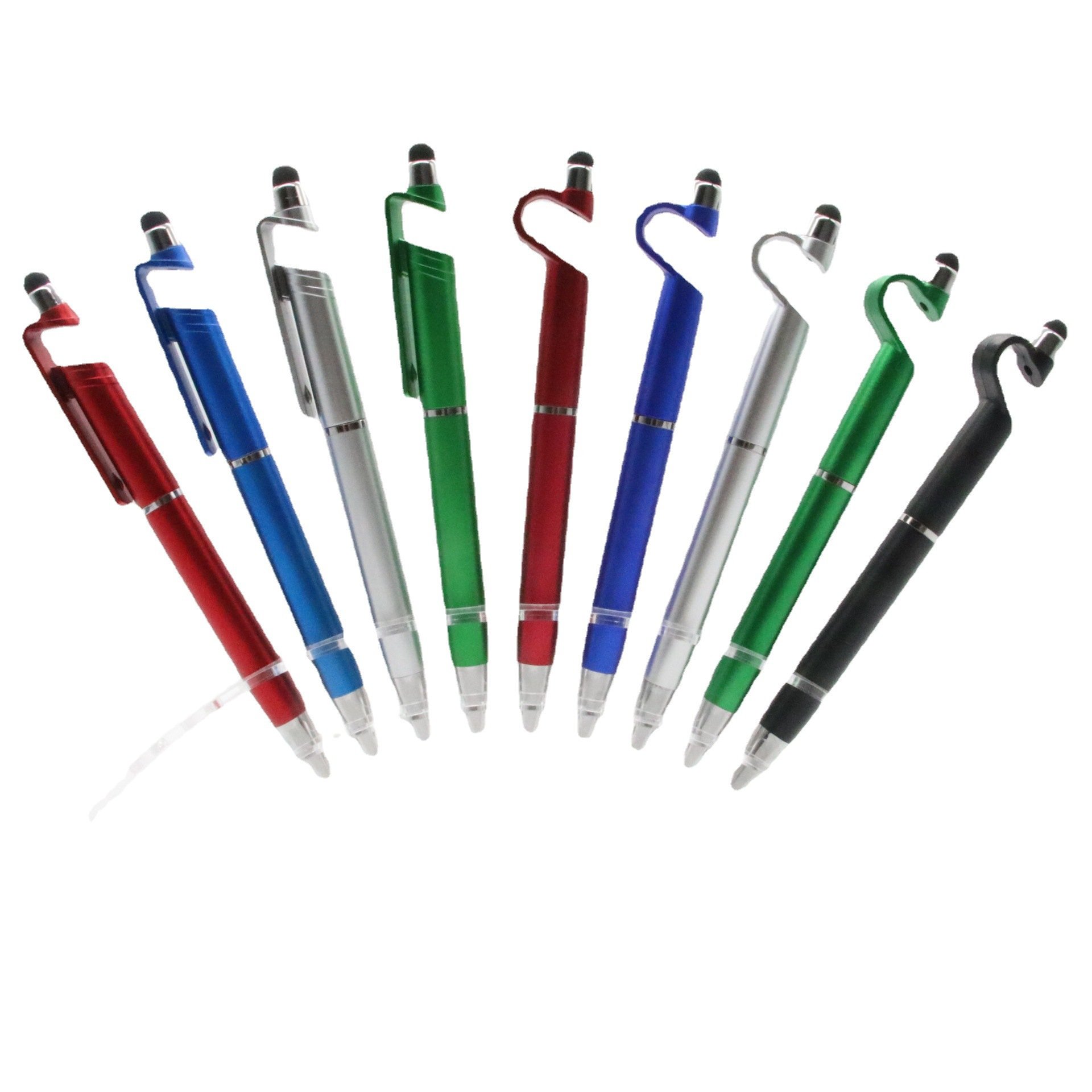 Wholesale Promotion Custom Logo 3 in 1 Stylus Pen Advertising Multifunction Touch Screen Stylus Ballpoint Pen with Phone Holder