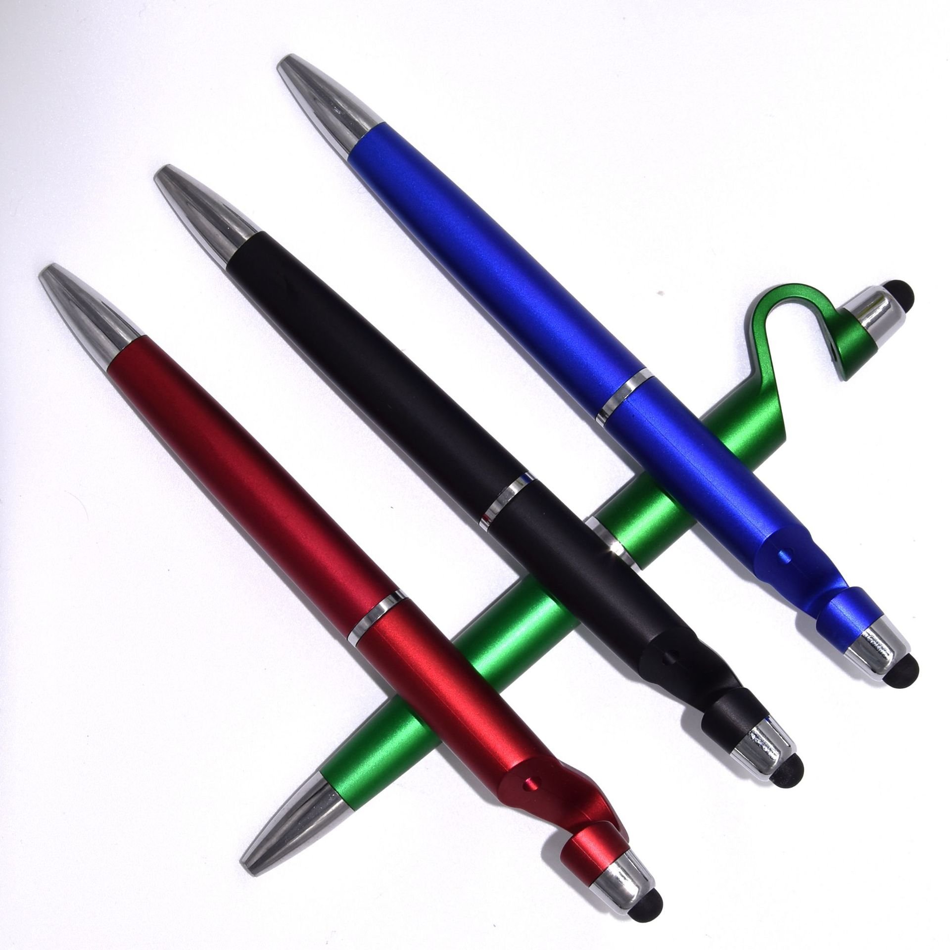 Wholesale Promotion Custom Logo 3 in 1 Stylus Pen Advertising Multifunction Touch Screen Stylus Ballpoint Pen with Phone Holder