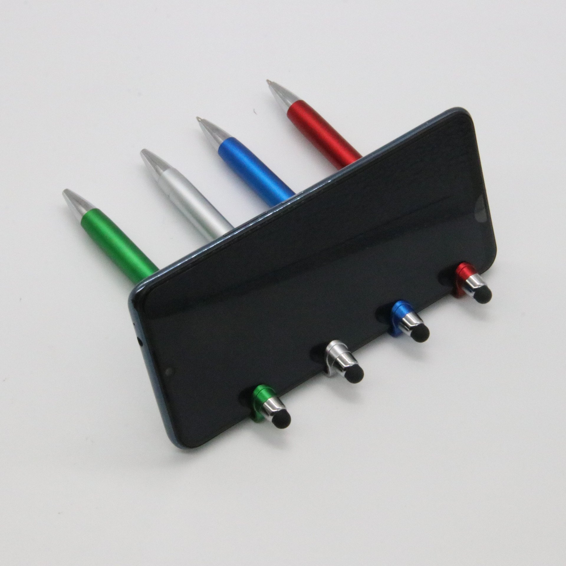 Wholesale Promotion Custom Logo 3 in 1 Stylus Pen Advertising Multifunction Touch Screen Stylus Ballpoint Pen with Phone Holder