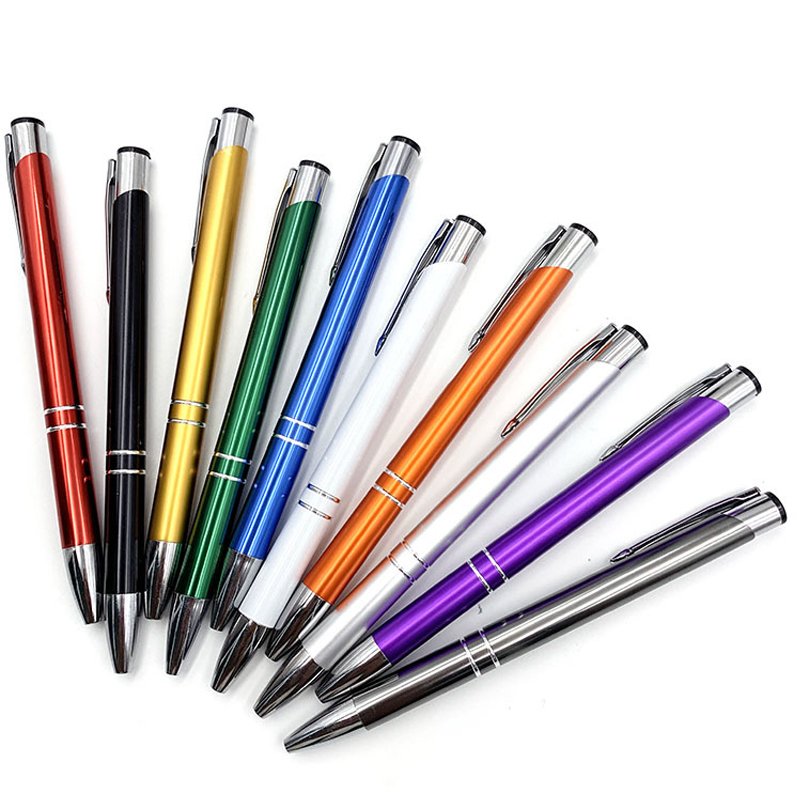 Custom 1.0mm Animal-Printed Aluminum Ballpoint Pen Gift Brand Logo Laser Engraved OEM Metal Black Yellow Orange novelty design