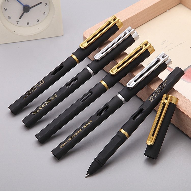 High quality Hot selling luxury gold clip rubber square hotel ball pen with custom logo ballpoint pen stylo promotional pens
