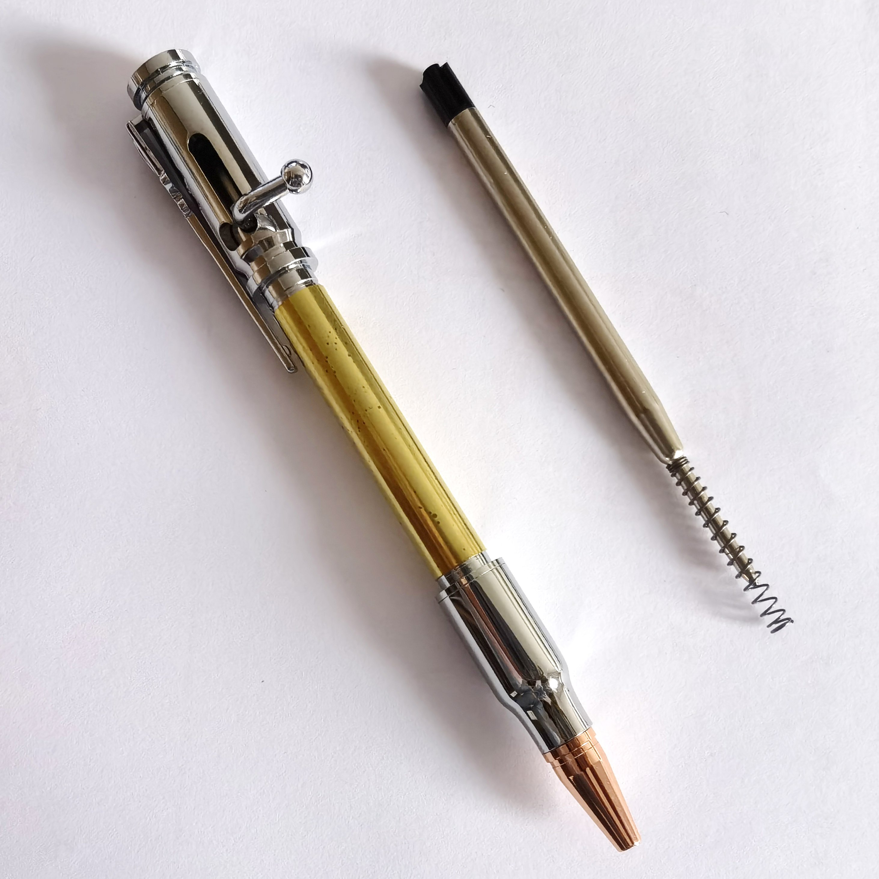 Woodturning Project Kits Ballpoint Pen Kit with Mandrel Pen Turning Supplies for DIY Gun Rifle bolt Pen Kits