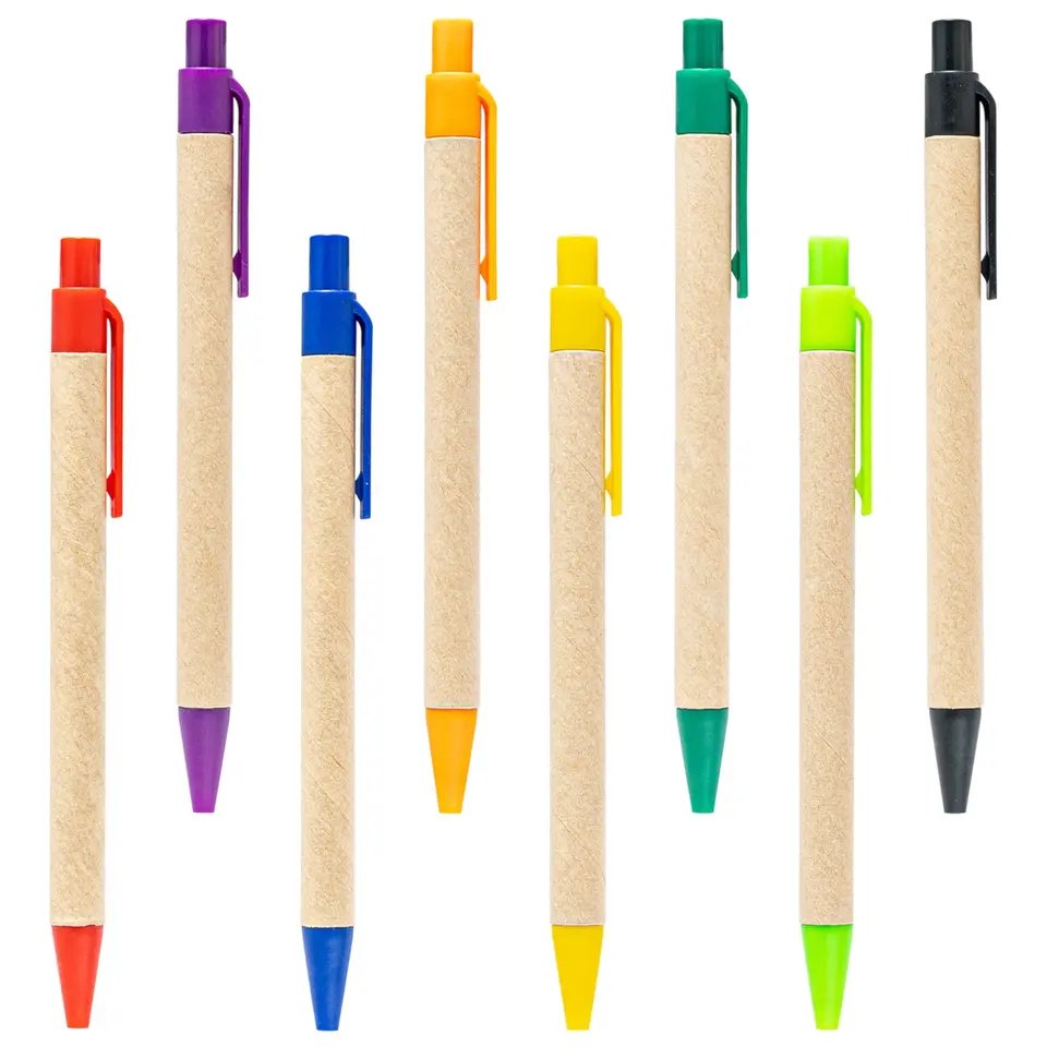 Hot Selling Eco-friendly Paper Crafts Custom Logo Printed Ballpoint Pens Recycled Cardboard Low Price Promotion Gift Pens