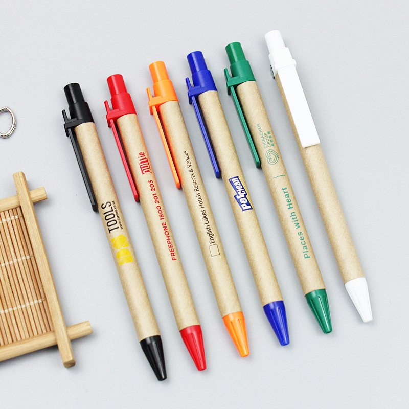 Hot Selling Eco-friendly Paper Crafts Custom Logo Printed Ballpoint Pens Recycled Cardboard Low Price Promotion Gift Pens