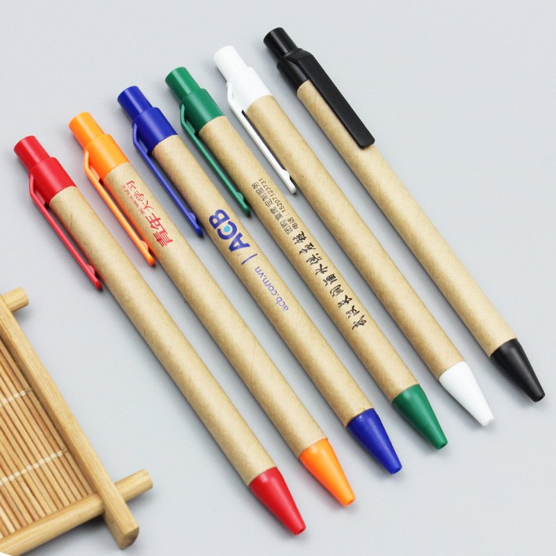 Hot Selling Eco-friendly Paper Crafts Custom Logo Printed Ballpoint Pens Recycled Cardboard Low Price Promotion Gift Pens