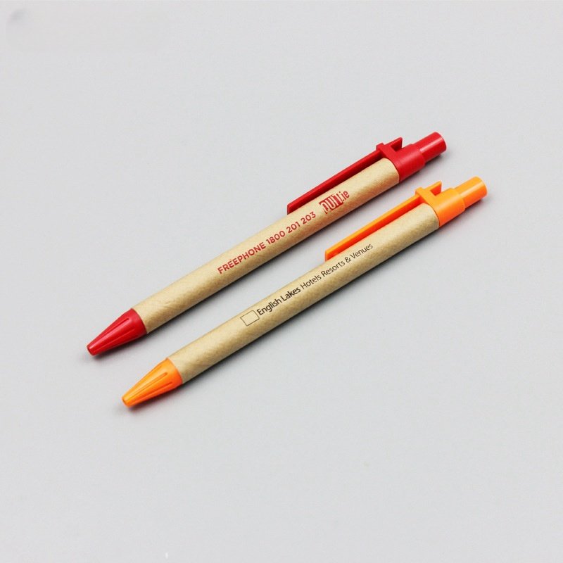Hot Selling Eco-friendly Paper Crafts Custom Logo Printed Ballpoint Pens Recycled Cardboard Low Price Promotion Gift Pens
