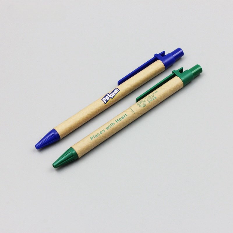 Hot Selling Eco-friendly Paper Crafts Custom Logo Printed Ballpoint Pens Recycled Cardboard Low Price Promotion Gift Pens