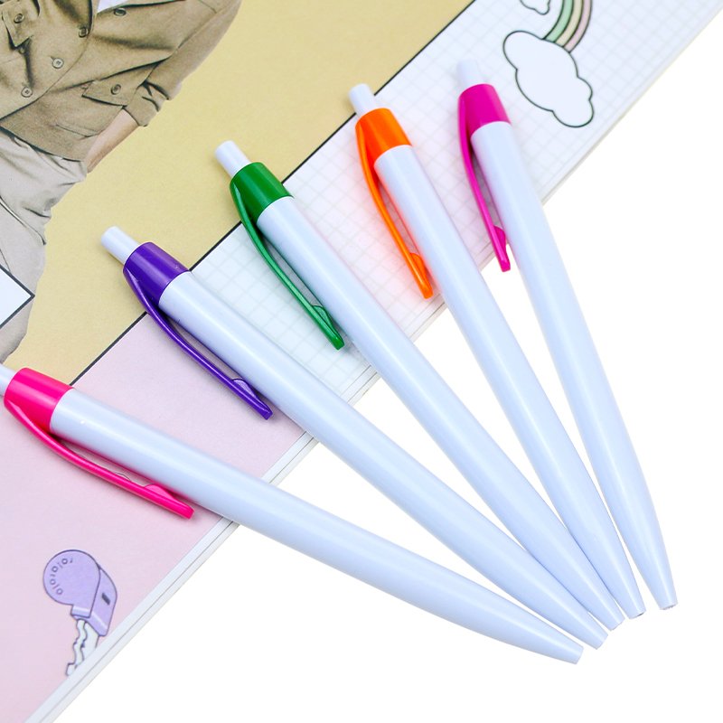 BECOL Wholesale Simple Design Advertising Ball Point Pen Multi Color Click Pen Custom Logo Plastic Ball Pen for Office School